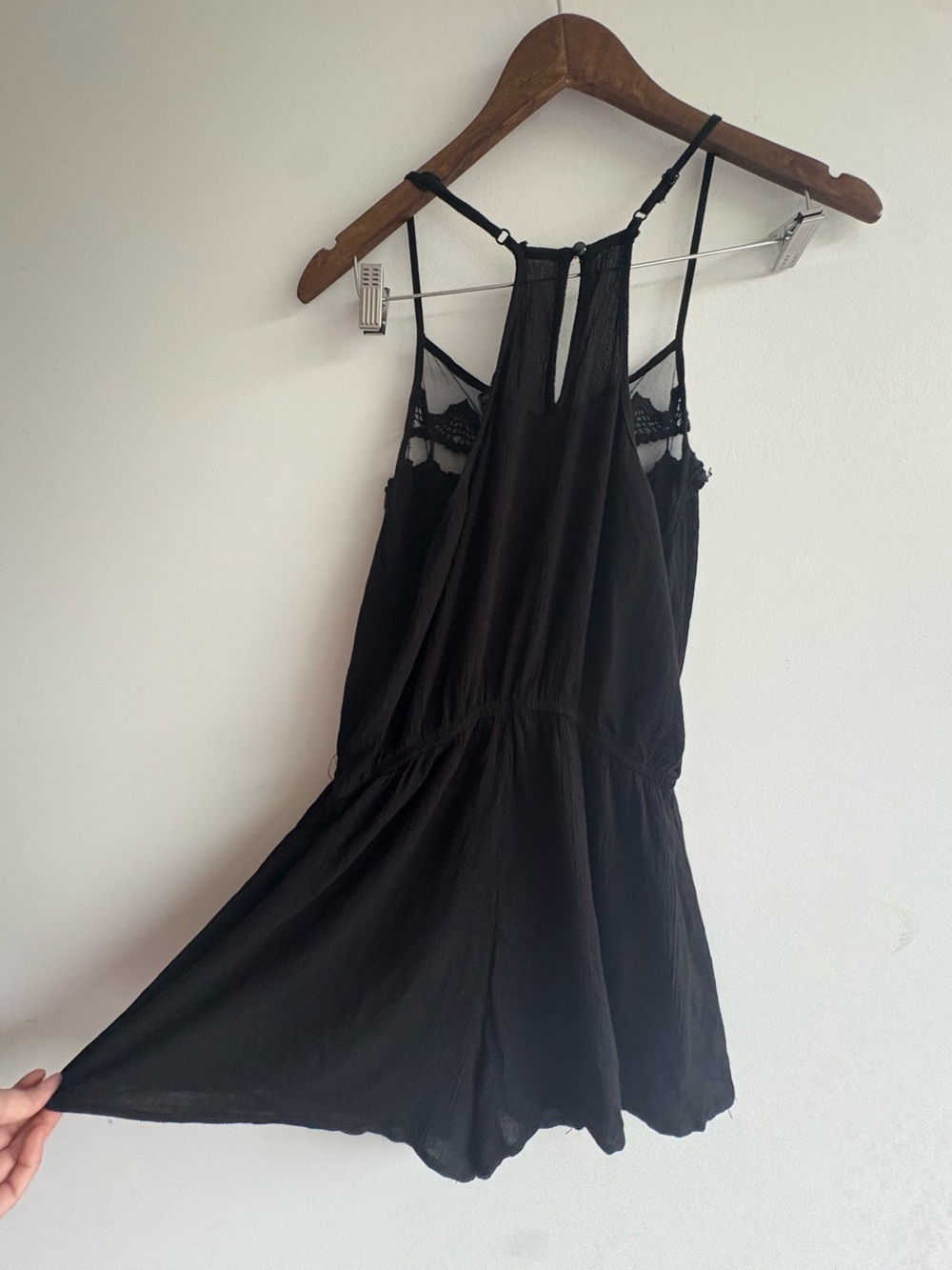 U2B Black Lace Mesh Racerback Romper Women’s Large Boho Festival Sleeveless - Picture 7 of 9